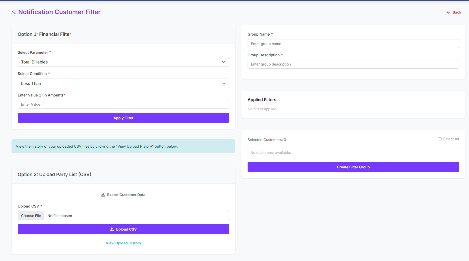 Global filter panel for scoping the receivables ledger